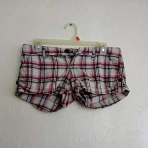 Size 0 Pink-Red-Gray-White Hollister Plaid Shorts
